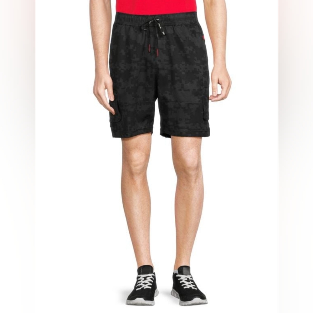 Spyder Active Men's Shorts Black / Gray Digital Camouflage Cargo Pockets Size XL
